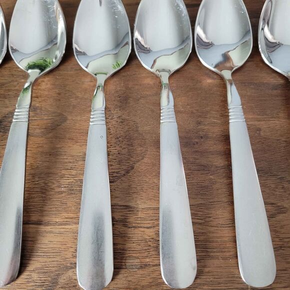 Lot of 7 Oneida 18/8 Stainless OHS345 Pattern Spoons Frosted Handle - Picture 3 of 9